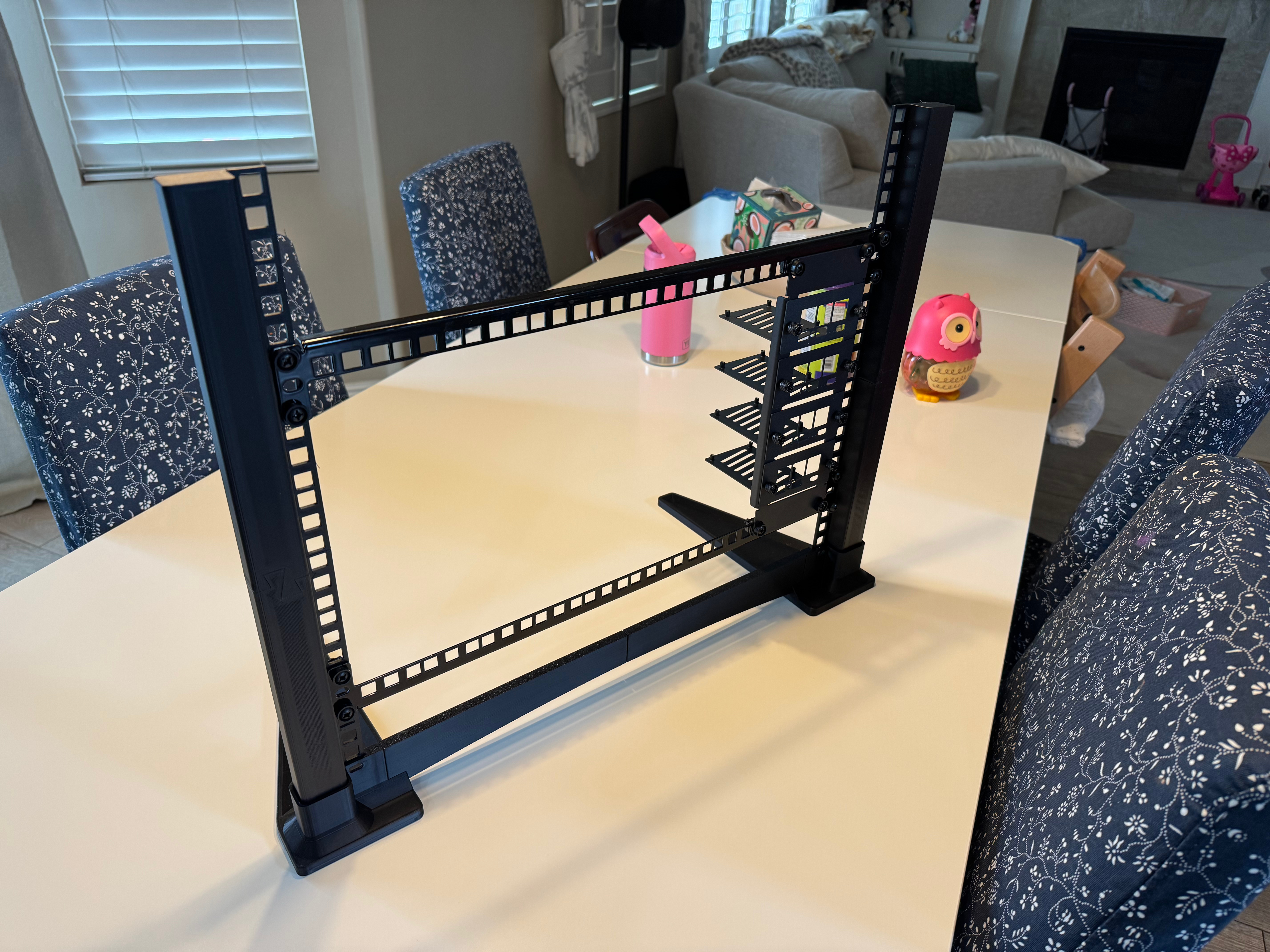 19-inch prototype rack with 10-inch rack rails inside