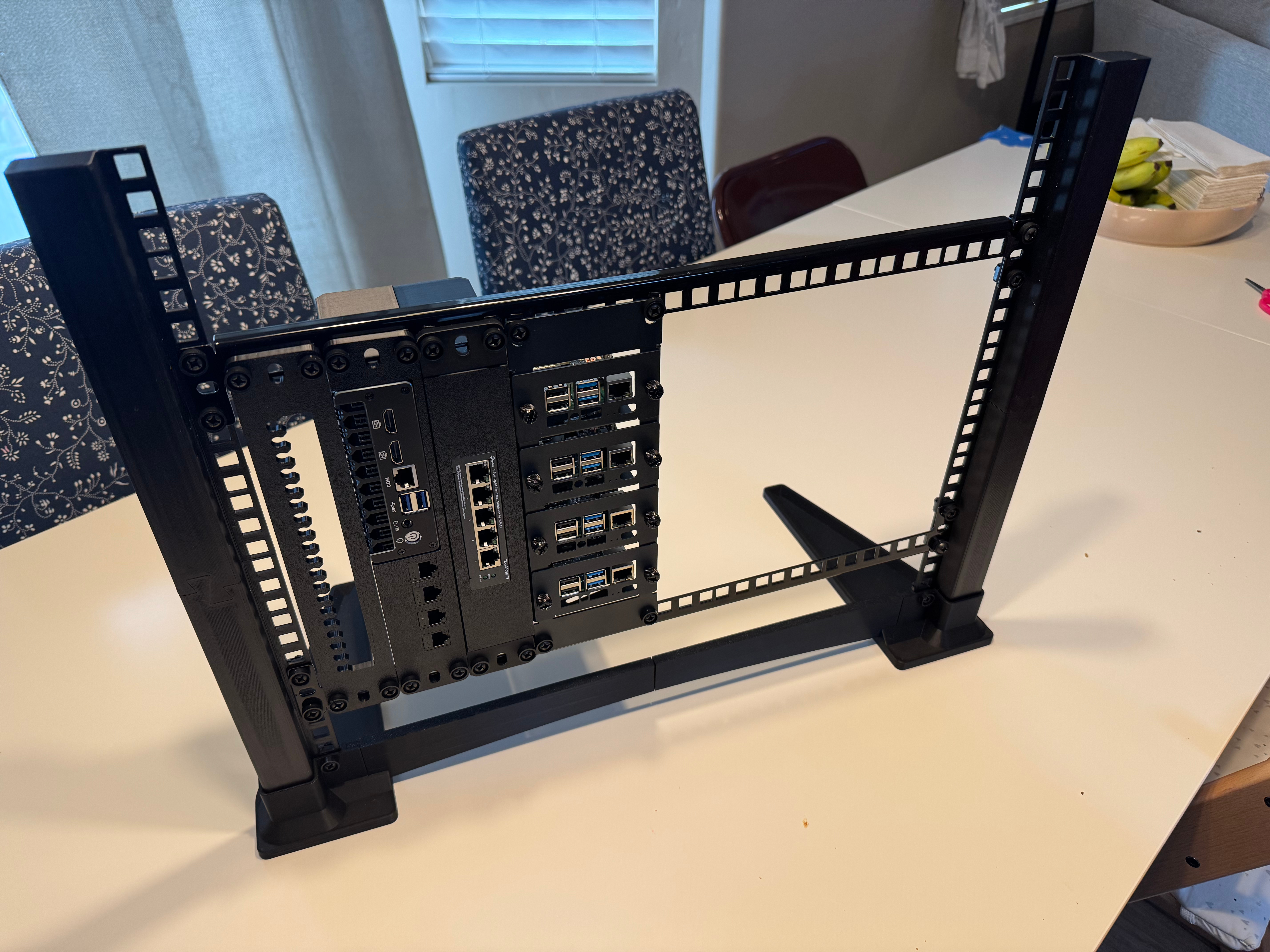 front view of 19-inch prototype rack with 10-inch rack inside