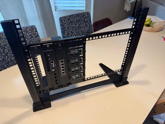 front view of 19-inch prototype rack with 10-inch rack inside