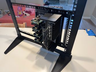 rear view of 19-inch prototype rack with 10-inch rack inside