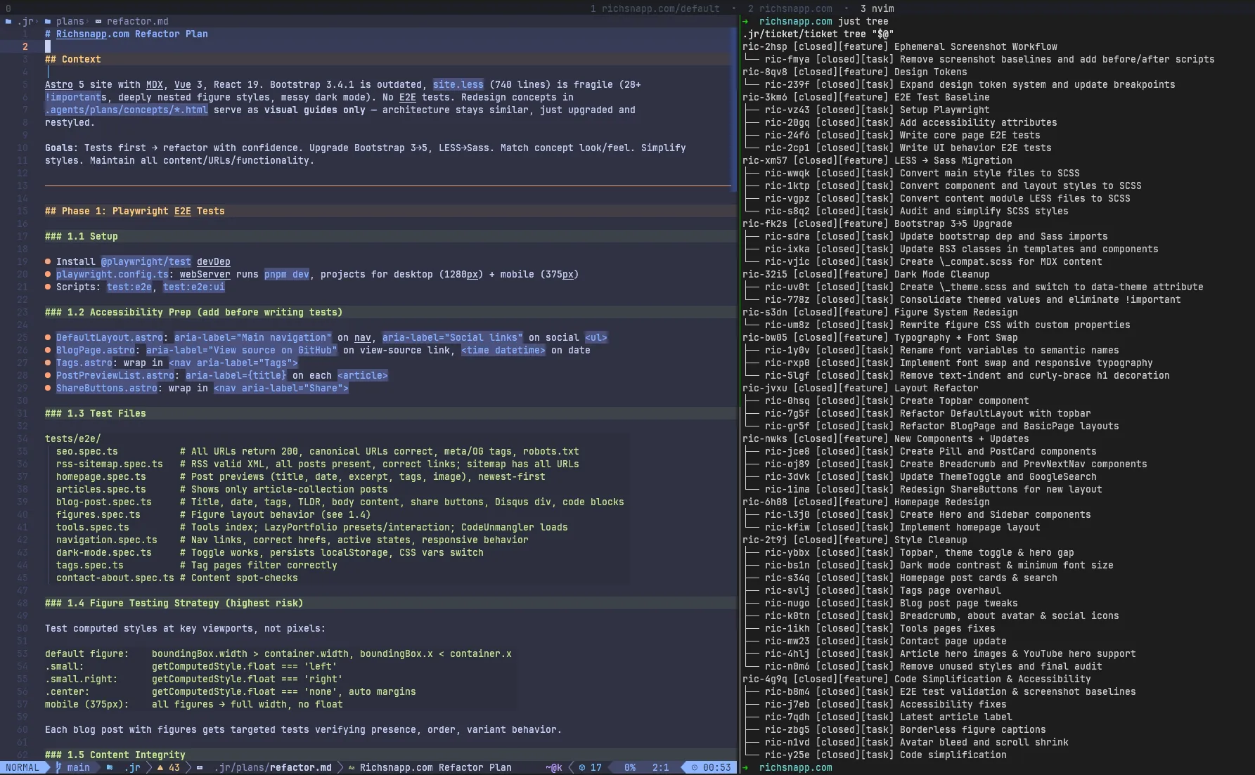 just tree output showing the full ticket hierarchy