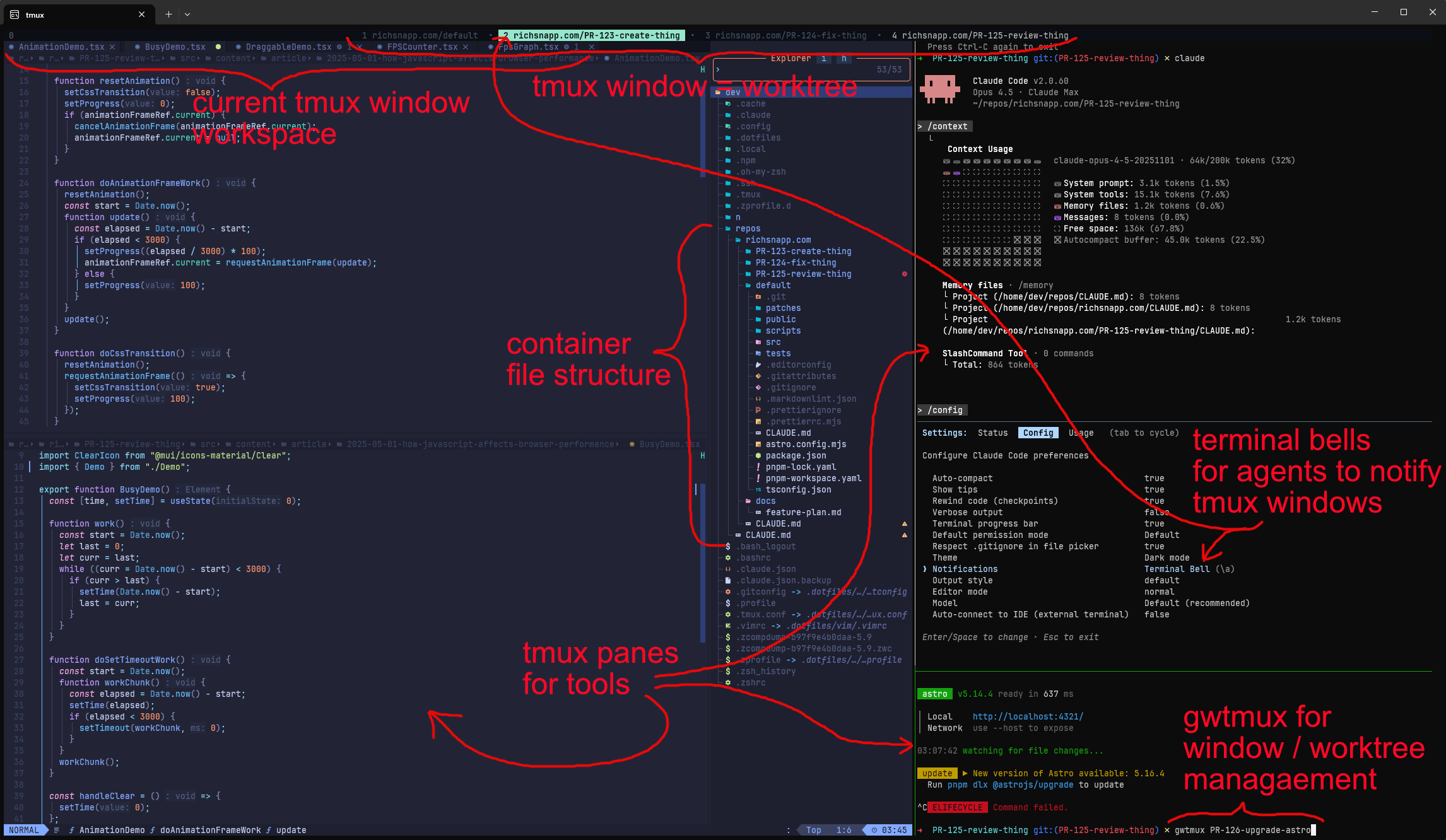 Inside the container